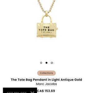 Marc Jacobs Tote Necklace Gold (New Without Tags)